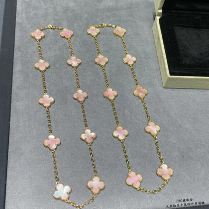 [LUXE NOBLE]CLOVER 10 MOTIFS PINK MOP NECKLACE