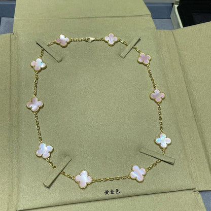 [LUXE NOBLE]CLOVER 10 MOTIFS PINK MOP NECKLACE
