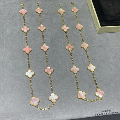 [LUXE NOBLE]CLOVER 10 MOTIFS PINK MOP NECKLACE