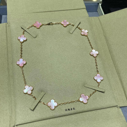 [LUXE NOBLE]CLOVER 10 MOTIFS PINK MOP NECKLACE
