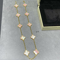 [LUXE NOBLE]CLOVER 10 MOTIFS PINK MOP NECKLACE