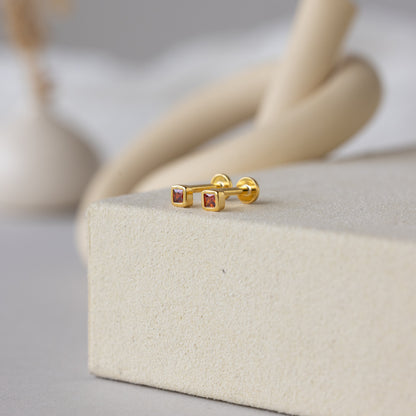 Square Bezel Birthstone Flatback Studs