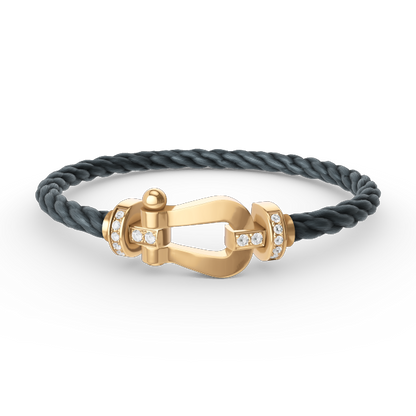 [LUXE NOBLE]FORCE LARGE HORSESHOE HALF DIAMOND BRACELET GOLD