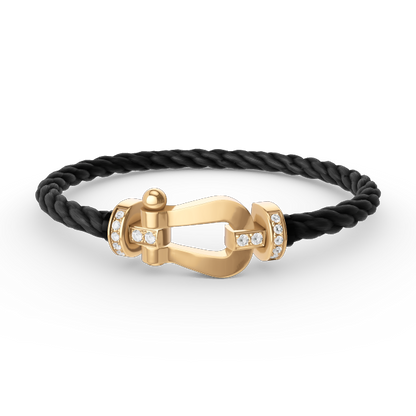 [LUXE NOBLE]FORCE LARGE HORSESHOE HALF DIAMOND BRACELET GOLD