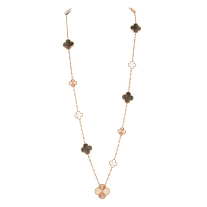 [LUXE NOBLE]DETACHABLE CLOVER 15(11+4) FLOWER ROSE GOLD NECKLACE SET