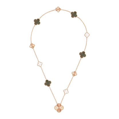 [LUXE NOBLE]DETACHABLE CLOVER 15(11+4) FLOWER ROSE GOLD NECKLACE SET