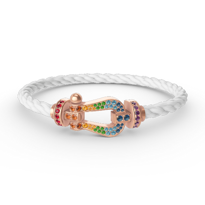 [LUXE NOBLE] FORCE Großes Hufeisen-Armband mit farbigen Diamanten in Roségold