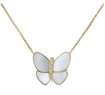 [LUXE NOBLE]BUTTERFLY GOLD MOP DIAMOND NECKLACE