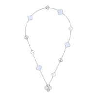 [LUXE NOBLE]DETACHABLE CLOVER 15(11+4) FLOWER SILVER NECKLACE SET