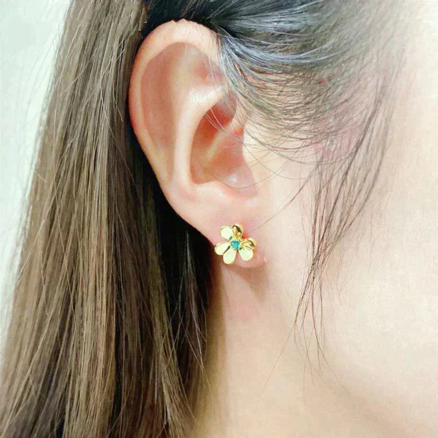 [LUXE NOBLE]FRIVOLE  FLOWER MALACHITE EARRINGS