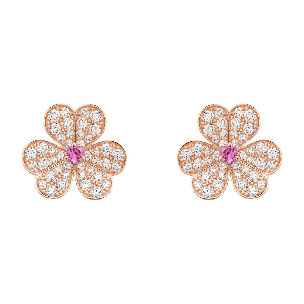 [LUXE NOBLE]FRIVOLE PINK GOLD FLOWER DIAMOND EARRINGS
