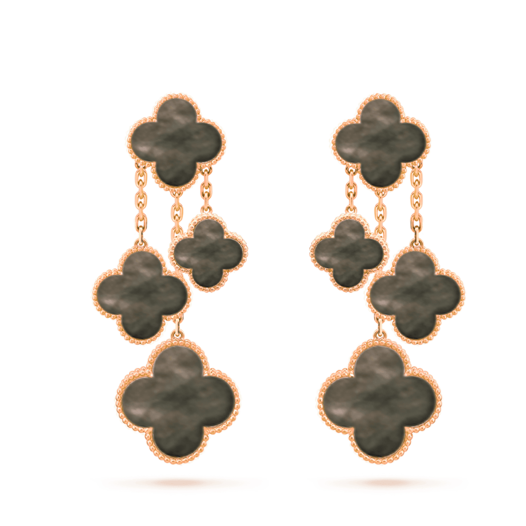 [LUXE NOBLE]CLOVER EARRINGS DARK MOP 4 MOTIFS ROSE GOLD