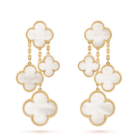 [LUXE NOBLE]CLOVER EARRINGS WHITE MOP 4 MOTIFS GOLD