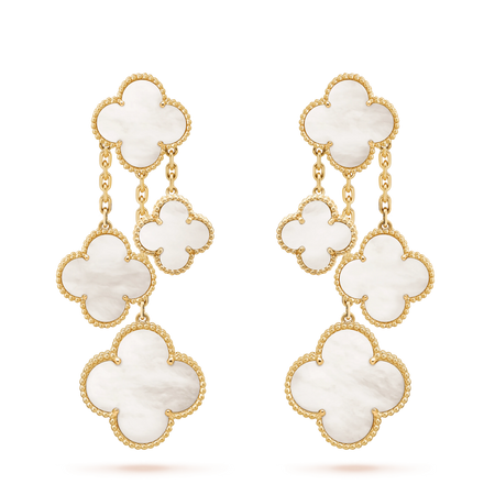 [LUXE NOBLE]CLOVER EARRINGS WHITE MOP 4 MOTIFS GOLD