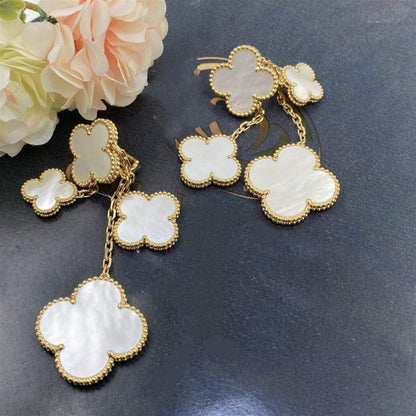 [LUXE NOBLE]CLOVER EARRINGS WHITE MOP 4 MOTIFS GOLD