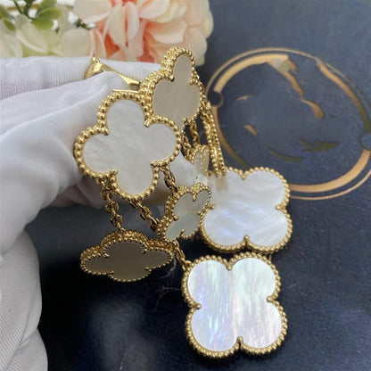 [LUXE NOBLE]CLOVER EARRINGS WHITE MOP 4 MOTIFS GOLD