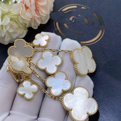 [LUXE NOBLE]CLOVER EARRINGS WHITE MOP 4 MOTIFS GOLD