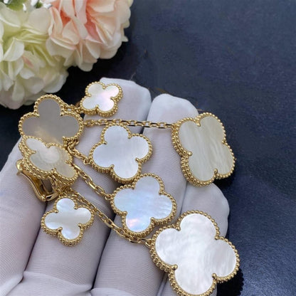 [LUXE NOBLE]CLOVER EARRINGS WHITE MOP 4 MOTIFS GOLD