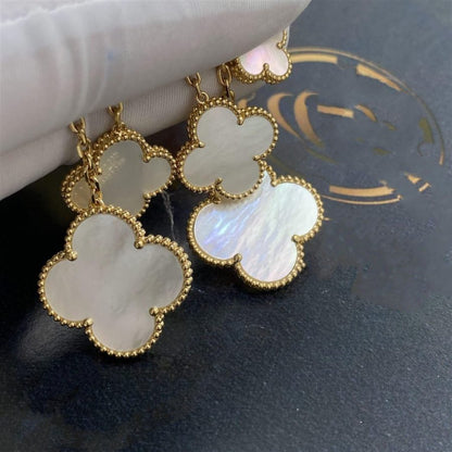 [LUXE NOBLE]CLOVER EARRINGS WHITE MOP 4 MOTIFS GOLD