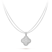 [LUXE NOBLE]CLOVER 25MM SILVER FULL DIAMOND BIG CLOVER NECKLACE