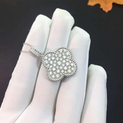 [LUXE NOBLE]CLOVER 25MM SILVER FULL DIAMOND BIG CLOVER NECKLACE
