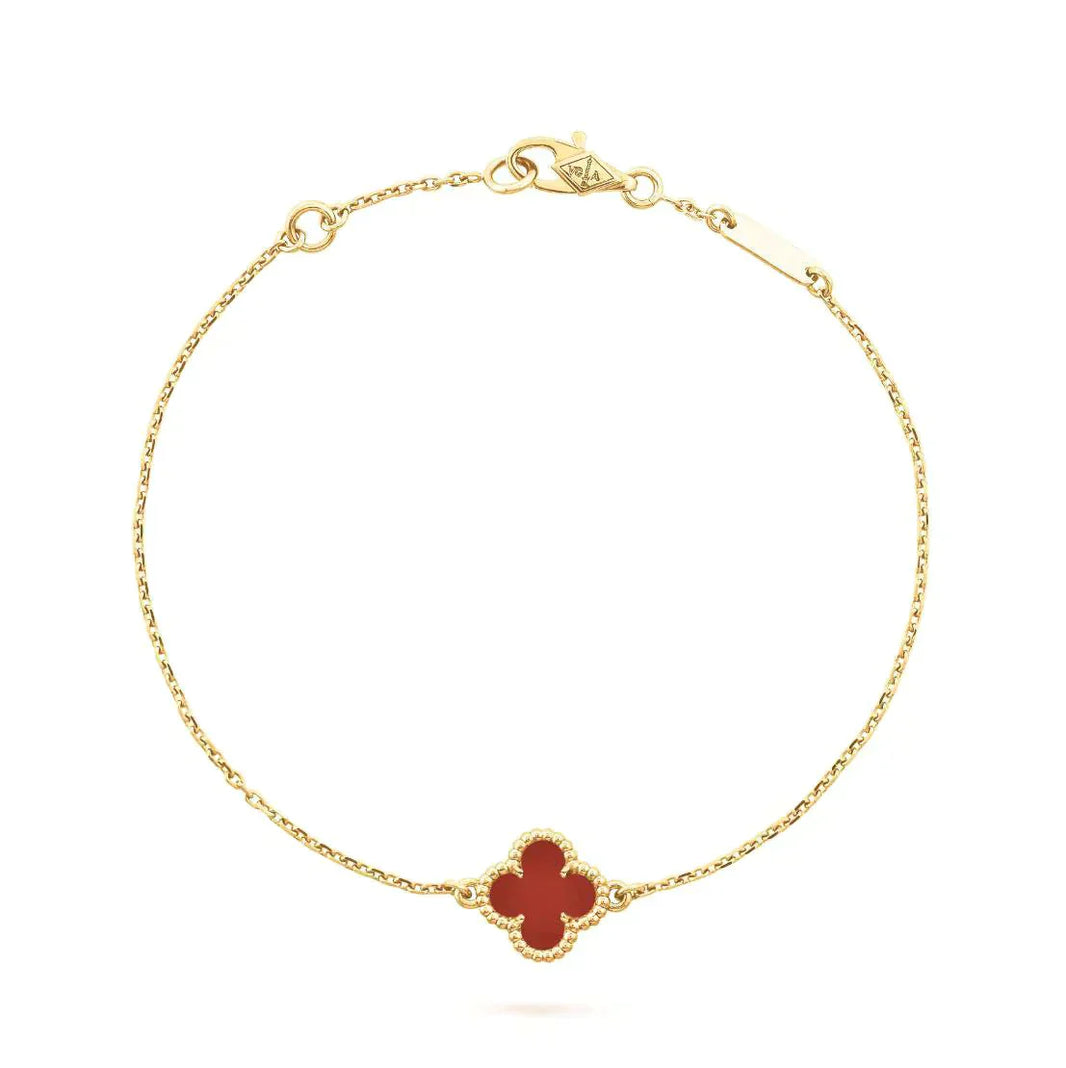 [LUXE NOBLE]CLOVER  CARNELIAN SINGLE FLOWER BRACELET