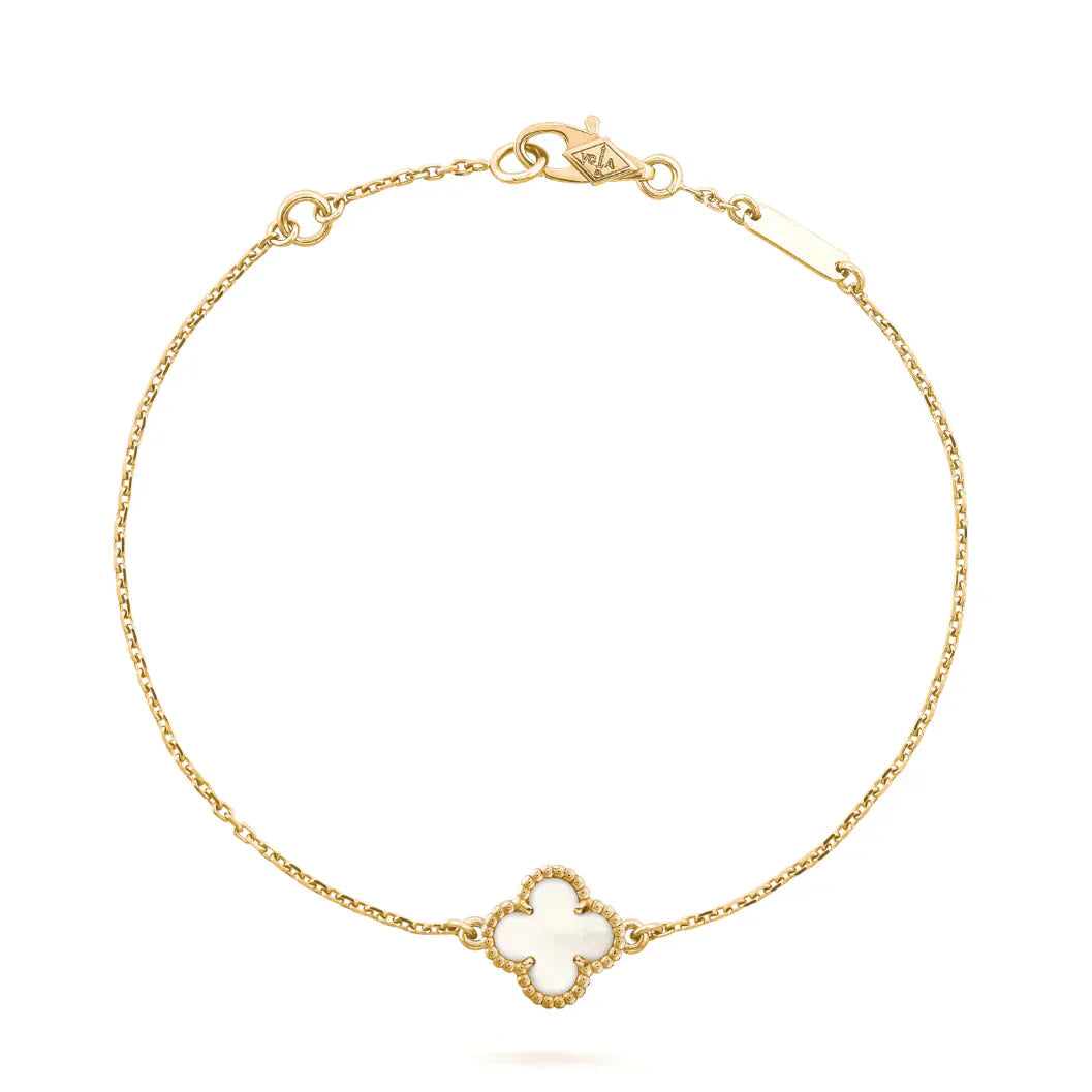 [LUXE NOBLE]CLOVER WHITE MOP SINGLE FLOWER BRACELET