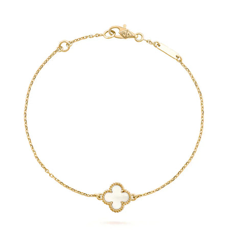 [LUXE NOBLE]CLOVER WHITE MOP SINGLE FLOWER BRACELET