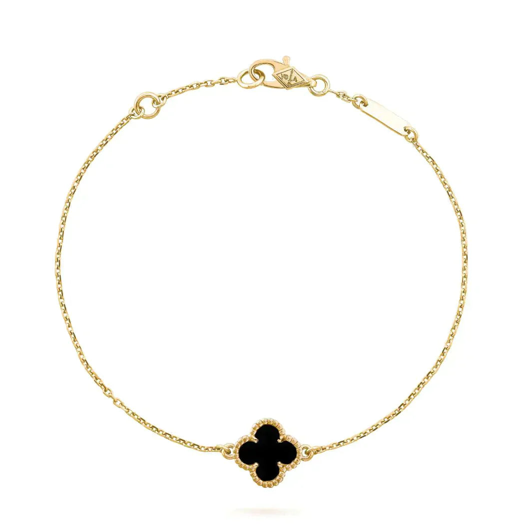 [LUXE NOBLE]CLOVER ONYX SINGLE FLOWER BRACELET
