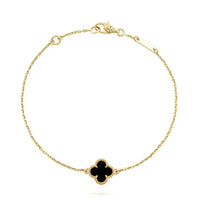 [LUXE NOBLE]CLOVER ONYX SINGLE FLOWER BRACELET