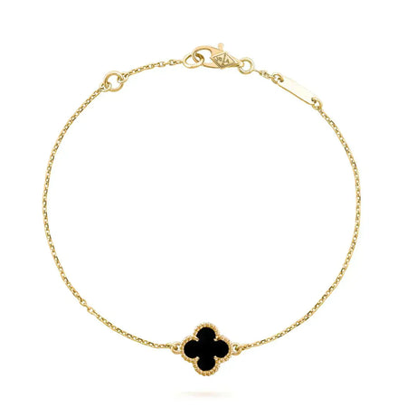 [LUXE NOBLE]CLOVER ONYX SINGLE FLOWER BRACELET