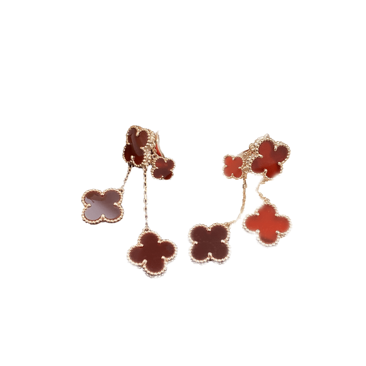 [LUXE NOBLE]CLOVER EARRINGS CARNELIAN 4 MOTIFS PINK GOLD