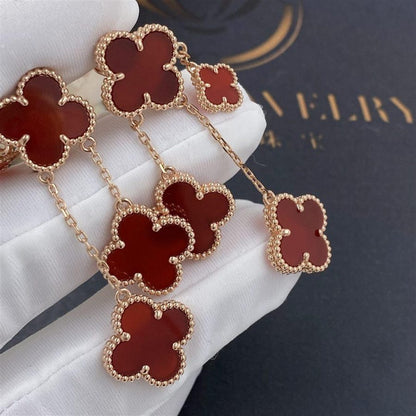 [LUXE NOBLE]CLOVER EARRINGS CARNELIAN 4 MOTIFS PINK GOLD