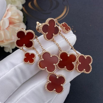 [LUXE NOBLE]CLOVER EARRINGS CARNELIAN 4 MOTIFS PINK GOLD