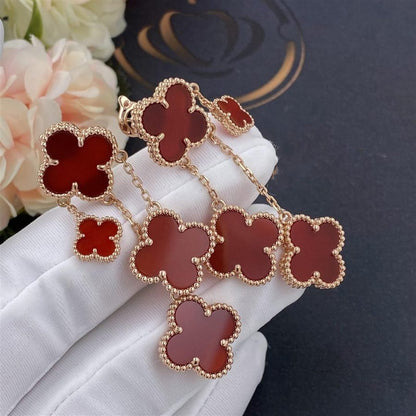 [LUXE NOBLE]CLOVER EARRINGS CARNELIAN 4 MOTIFS PINK GOLD