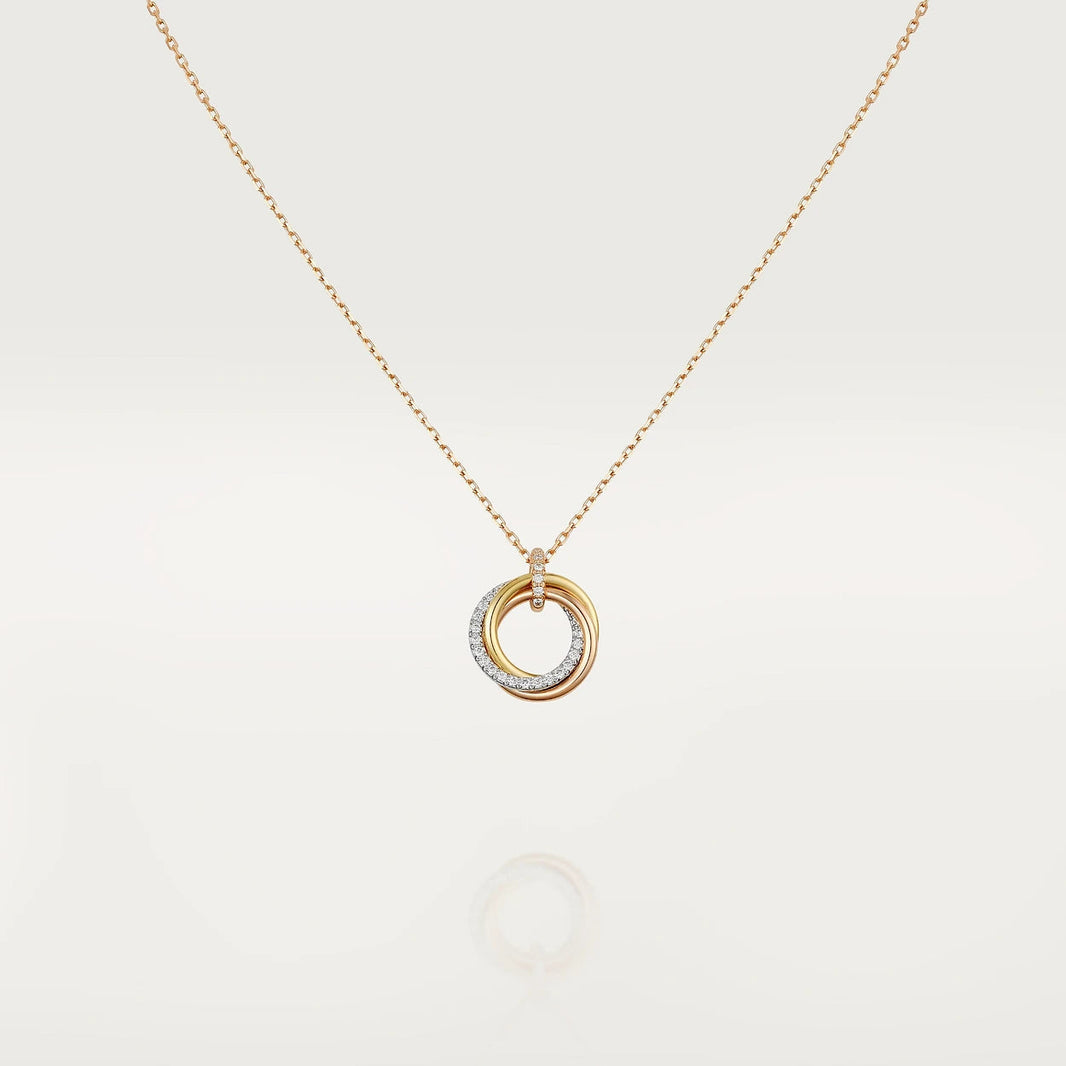 [LUXE NOBLE]TRINITY NECKLACE SILVER GOLD PINK GOLD DIAMONDS