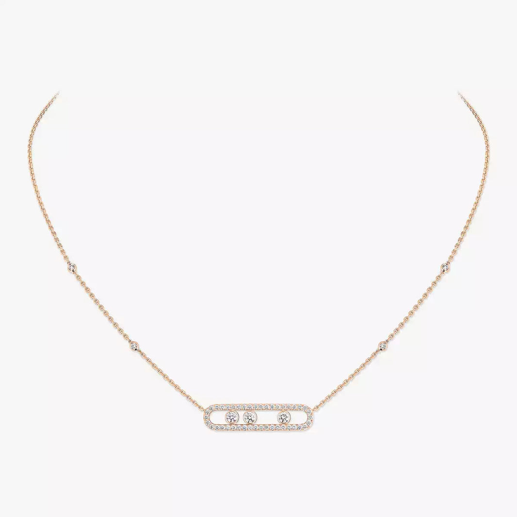[LUXE] Move Pave_ Rose Gold Diamond Necklace