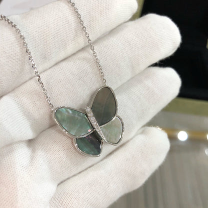 [LUXE NOBLE] GROSSE SCHMETTERLINGS-DIAMANT-ANHÄNGER-KETTE AUS SILBER