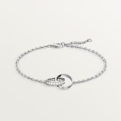 [Luxe Jewelry]LOVE DOUBLE RING HALF DIAMOND BRACELET