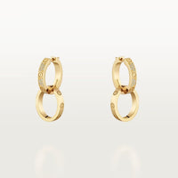 [Luxe Jewelry]LOVE 3.3MM DANGLE HALF DIAMOND EARRINGS