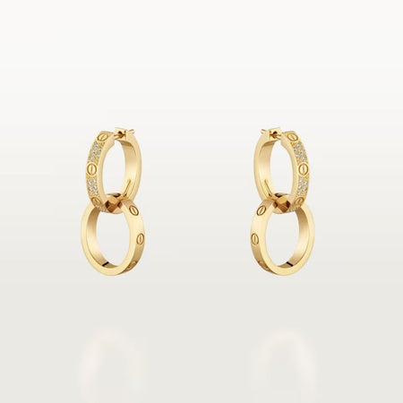 [Luxe Jewelry]LOVE 3.3MM DANGLE HALF DIAMOND EARRINGS